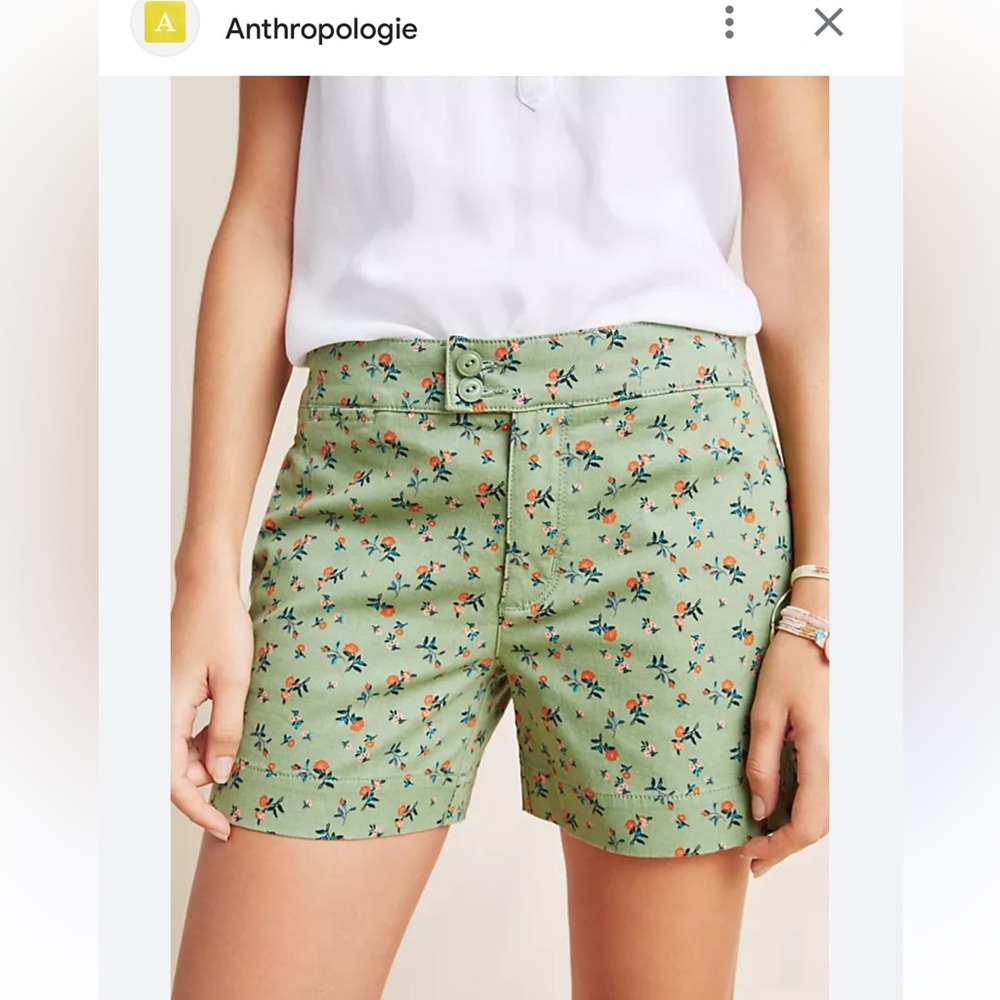 NWT Sanctuary x Anthropologie Odyssey Green Floral Shorts, Size 30 waist